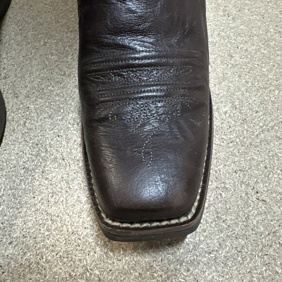 Justin Boots Sevana Turquoise Brown Cowboy Women 7B Pull On Leather Square Toe - Picture 8 of 13